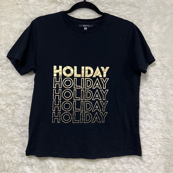 Brunette The Label Holiday Black / Gold Cotton Shirt - Picture 1 of 6